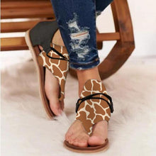 Load image into Gallery viewer, Women Flat Sandals Leopard Snake Print Summer Shoes Beach Leather Sandals Retro Flip Flops Slippers Women Casual Summer Flat Sandal Open Toe Beach Back Zipper T-Strap Outdoor Sandals