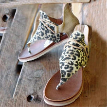 Load image into Gallery viewer, Women Flat Sandals Leopard Snake Print Summer Shoes Beach Leather Sandals Retro Flip Flops Slippers Women Casual Summer Flat Sandal Open Toe Beach Back Zipper T-Strap Outdoor Sandals