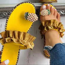 Load image into Gallery viewer, Women Flat Yellow Sandals Summer Fashion Elegant Comfortable Pineapple Design For Womens