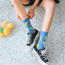 Load image into Gallery viewer, Women Funny Socks Spring Autumn Cartoon Socks Avocado Lemon Watermelon Peach Strawberry Banana Casual Socks Combed Out Of Cotton Soft Socks For Men And Women