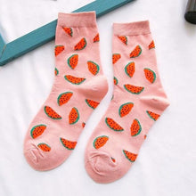 Load image into Gallery viewer, Women Funny Socks Spring Autumn Cartoon Socks Avocado Lemon Watermelon Peach Strawberry Banana Casual Socks Combed Out Of Cotton Soft Socks For Men And Women