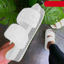 Load image into Gallery viewer, Women Fur Slippers Summer Home Flat Fur Slides For Women Fluffy Shoes Glitter Women' Casual Shoes House Slippers With Arch Support Slip-On Slippers For Women Flat Sandals