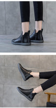 Load image into Gallery viewer, Women Genuine Leather Ankle Boots Warm Fur Waterproof Slip On Super Comfortable Booties Autumn Winter Shoes Keep Warm Anti-Slip Soft Sole Warm Fur Lined Winter Ankle Booties
