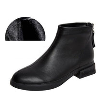 Load image into Gallery viewer, Women Genuine Leather Ankle Boots Warm Fur Waterproof Slip On Super Comfortable Booties Autumn Winter Shoes Keep Warm Anti-Slip Soft Sole Warm Fur Lined Winter Ankle Booties
