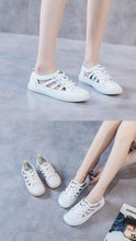 Load image into Gallery viewer, Women Genuine Leather Sneakers Summer White Lacing Flat Woman Casual mfortable Casual Everyday Walking Fashion Outdoor Sneakers