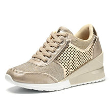Load image into Gallery viewer, Women Height Increasing Walking Jogging Sneakers Gold Silver Sport Running Women's Lightweight Casual Everyday Walking Fashion High Heels Comfortable Sneakers