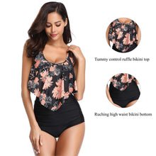 Load image into Gallery viewer, Women High Waist Bikini Plus Size Swimwear Summer Swimsuit Beach Bathing Suit Ruffle Bikini Floral Printed Ruffle High Waist Bikini Set Women's Tummy Control Bathing Suit Swimsuit Flounce Peplum
