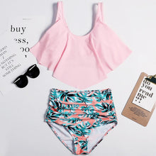 Load image into Gallery viewer, Women High Waist Bikini Plus Size Swimwear Summer Swimsuit Beach Bathing Suit Ruffle Bikini Floral Printed Ruffle High Waist Bikini Set Women's Tummy Control Bathing Suit Swimsuit Flounce Peplum