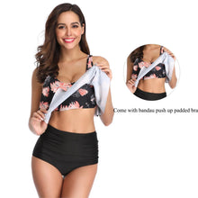 Load image into Gallery viewer, Women High Waist Bikini Plus Size Swimwear Summer Swimsuit Beach Bathing Suit Ruffle Bikini Floral Printed Ruffle High Waist Bikini Set Women's Tummy Control Bathing Suit Swimsuit Flounce Peplum