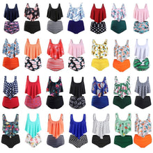 Load image into Gallery viewer, Women High Waist Bikini Plus Size Swimwear Summer Swimsuit Beach Bathing Suit Ruffle Bikini Floral Printed Ruffle High Waist Bikini Set Women's Tummy Control Bathing Suit Swimsuit Flounce Peplum