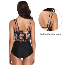 Load image into Gallery viewer, Women High Waist Bikini Plus Size Swimwear Summer Swimsuit Beach Bathing Suit Ruffle Bikini Floral Printed Ruffle High Waist Bikini Set Women's Tummy Control Bathing Suit Swimsuit Flounce Peplum