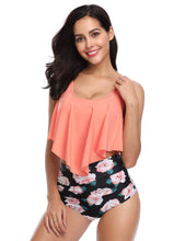 Load image into Gallery viewer, Women High Waist Bikini Plus Size Swimwear Summer Swimsuit Beach Bathing Suit Ruffle Bikini Floral Printed Ruffle High Waist Bikini Set Women's Tummy Control Bathing Suit Swimsuit Flounce Peplum