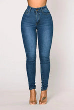 Load image into Gallery viewer, Women High Waist Stretch Hip Lift Denim Skinny Pants Jeans Full Length Sexy Slim Bleachded Solid Color Pants