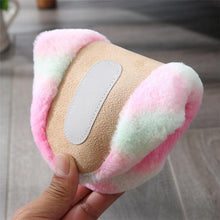 Load image into Gallery viewer, Women Home Slippers With Faux Fur Flats Heel Winter Shoes Keep Warm Shoes For Woman Rainbow Faux Fur Warm Memory Foam Slippers Suede Slip-on Cozy House Shoes Non-Slip Sole