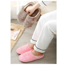 Load image into Gallery viewer, Women Indoor Slippers Warm Plush Home Slipper Autumn Winter Woman House Flat Floor Soft Slipper Silent Slides Plush Fleece Insole Fluffy Slippers For Indoor Home Bedroom