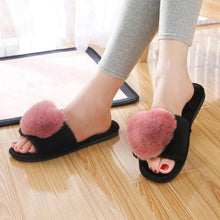 Load image into Gallery viewer, Women Indoor Warm Home Slippers Bedroom Cute Heart Pattern Non-slip Soft Comfort Plush House Heart Slippers Women Cute Fluffy Soft Sole Plush For House Indoor Outdoor Memory Foam Open Toe Slippers