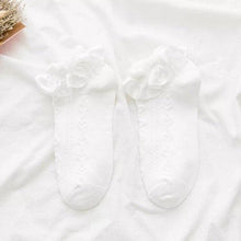 Load image into Gallery viewer, Women Lace Mesh Black White Cotton Socks Japanese Maiden Lovely Short Socks Frilly Ruffle Princess Socks For Women