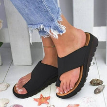 Load image into Gallery viewer, Women Leather Shoes Comfy Platform Flat Sole Casual Soft Big Toe Foot Sandal Flat Sole Casual Soft Toe Ring Unique Sandal Modern Summer Beach Shoes