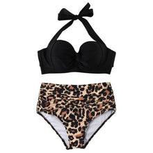 Load image into Gallery viewer, Women Leopard Print Swimsuit Women's Bikini One Shoulder Top High Waist Bottom Two Piece Swimsuits Women Push Up Bikini Set One Shoulder Beachwear Summer Leopard Bathing Suit High Waist Swimwear For Women