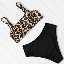 Load image into Gallery viewer, Women Leopard Print Swimsuit Women's Bikini One Shoulder Top High Waist Bottom Two Piece Swimsuits Women Push Up Bikini Set One Shoulder Beachwear Summer Leopard Bathing Suit High Waist Swimwear For Women