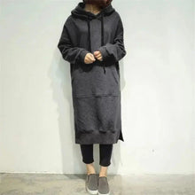 Load image into Gallery viewer, Women Loose Long Hoodie Casual Solid Color Hooded Sweatshirts Student's Autumn Winter Baggy Pullover Oversized Sweatshirt Dress