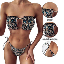 Load image into Gallery viewer, Women Luxury Leopard High Waist Bikini Swimsuit Women's Push Up Bra Tie Side Cutout Bikini Set High Cut Padded Solid Bating Suit Swimwear Female Bikini Set Bathing Suit