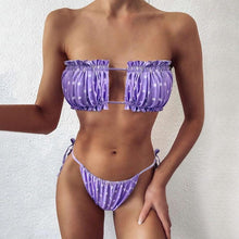 Load image into Gallery viewer, Women Luxury Leopard High Waist Bikini Swimsuit Women's Push Up Bra Tie Side Cutout Bikini Set High Cut Padded Solid Bating Suit Swimwear Female Bikini Set Bathing Suit