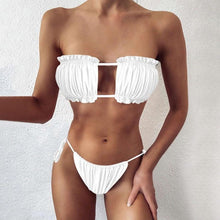 Load image into Gallery viewer, Women Luxury Leopard High Waist Bikini Swimsuit Women's Push Up Bra Tie Side Cutout Bikini Set High Cut Padded Solid Bating Suit Swimwear Female Bikini Set Bathing Suit