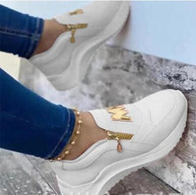 Load image into Gallery viewer, Women Luxury Pink Shoes Thick Bottom Women Vulcanize Sneakers Solid Color Casual Walking Slip On Zipper Casual Outdoor Sport Shoes Spring Summer Womens Sneakers