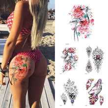 Load image into Gallery viewer, Women Luxury Temporary Stickers Realistic Body Tattoo Flowers Bird Elegant Big Design