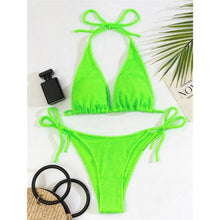 Load image into Gallery viewer, Women One-Shoulder Bikini Swimsuit Women Push Up Swimwear Women's Bathing Suit Comfortable Bikini Ribbed Two Piece Swimsuit Bikini Set Summer Bathing Suit Beach Wear Swimming Suit