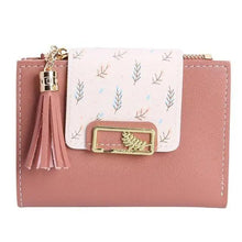 Load image into Gallery viewer, Women Pink PU Leather Short Wallet Trendy New Fashion Vintage Mini Purses Cute Feather Design Wallets