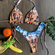 Load image into Gallery viewer, Women Push-up Bikini Swimwear Adjustable Swimsuit Bathing Suit Beachwear Women's Tie Bikini Lace Up Bottom String Swimsuit Bandage Swim Beach Wear Summer Comfortable Bikini Set