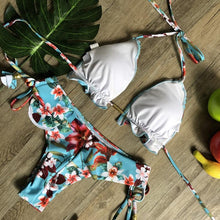 Load image into Gallery viewer, Women Push-up Bikini Swimwear Adjustable Swimsuit Bathing Suit Beachwear Women's Tie Bikini Lace Up Bottom String Swimsuit Bandage Swim Beach Wear Summer Comfortable Bikini Set