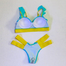 Load image into Gallery viewer, Women Push Up Bikini Women Neon Bandage Swimwear Women Patchwork Bikini Swimsuit 2 Piece Cutout Molded Push Up Bathing Suit Ruffle Hook Closure Bikini Set Two Piece Bathing Suit