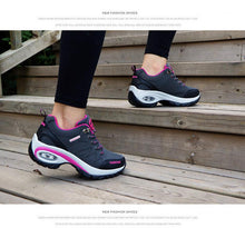 Load image into Gallery viewer, Women Running Air Cushion Athletic Sneakers Walking Breathable Sport Lace Up Hight Platform Casual Shoes Womens Mesh Sneakers Fashion Tennis Breathable Walking Gym Work Shoes