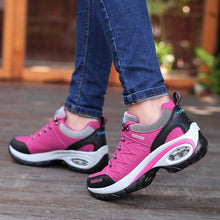 Load image into Gallery viewer, Women Running Air Cushion Athletic Sneakers Walking Breathable Sport Lace Up Hight Platform Casual Shoes Womens Mesh Sneakers Fashion Tennis Breathable Walking Gym Work Shoes