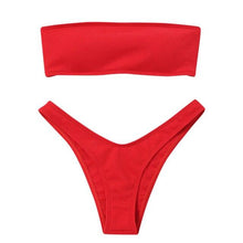 Load image into Gallery viewer, Women's Bikini Two Piece Swimsuit Swimwear Beach Bathing Suit Woman Two-Piece Strapless Padded High Cut Bandeau Bathing Suit Swimwear
