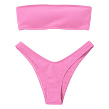 Load image into Gallery viewer, Women's Bikini Two Piece Swimsuit Swimwear Beach Bathing Suit Woman Two-Piece Strapless Padded High Cut Bandeau Bathing Suit Swimwear