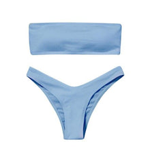 Load image into Gallery viewer, Women's Bikini Two Piece Swimsuit Swimwear Beach Bathing Suit Woman Two-Piece Strapless Padded High Cut Bandeau Bathing Suit Swimwear