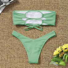 Load image into Gallery viewer, Women's Bikini Two Piece Swimsuit Swimwear Beach Bathing Suit Woman Two-Piece Strapless Padded High Cut Bandeau Bathing Suit Swimwear