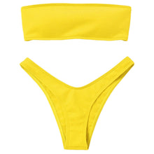 Load image into Gallery viewer, Women's Bikini Two Piece Swimsuit Swimwear Beach Bathing Suit Woman Two-Piece Strapless Padded High Cut Bandeau Bathing Suit Swimwear