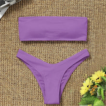 Load image into Gallery viewer, Women's Bikini Two Piece Swimsuit Swimwear Beach Bathing Suit Woman Two-Piece Strapless Padded High Cut Bandeau Bathing Suit Swimwear