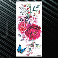 Load image into Gallery viewer, Women's Fashion Flower Temporary Tattoos Sticker Fake Rose Waterproof Large Realistic Black Colorful Flowers Tattoos