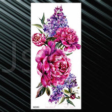 Load image into Gallery viewer, Women's Fashion Flower Temporary Tattoos Sticker Fake Rose Waterproof Large Realistic Black Colorful Flowers Tattoos