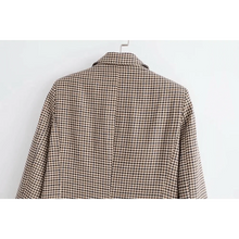 Load image into Gallery viewer, Women's Fashionable Office Wear Double Breasted Plaid Blazer Coat Vintage Long Sleeve Pockets Female Outerwear Chic Tops