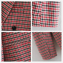 Load image into Gallery viewer, Women's Fashionable Office Wear Double Breasted Plaid Blazer Coat Vintage Long Sleeve Pockets Female Outerwear Chic Tops