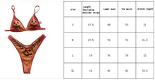 Load image into Gallery viewer, Women’s Funny Printed 2Pcs Bikini Suits Women's Scalloped Triangle Bikini Print Bottom Two Piece Swimsuit Deep V-neck Detachable Breast Pad Sling Tops with Triangle Bottoms Swimsuits