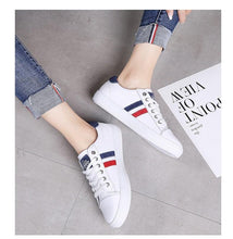 Load image into Gallery viewer, Women's Genuine Leather Sneakers Women Casual Fashionable Sports Shoes Vulcanized Woman White Flat White Sneakers Leather Casual Shoes White Tennis Sneakers