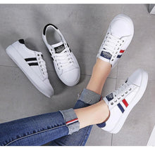 Load image into Gallery viewer, Women's Genuine Leather Sneakers Women Casual Fashionable Sports Shoes Vulcanized Woman White Flat White Sneakers Leather Casual Shoes White Tennis Sneakers